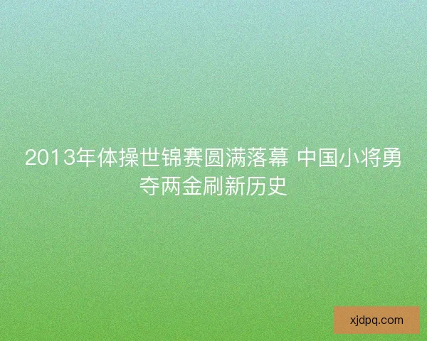2013年体操世锦赛圆满落幕 中国小将勇夺两金刷新历史